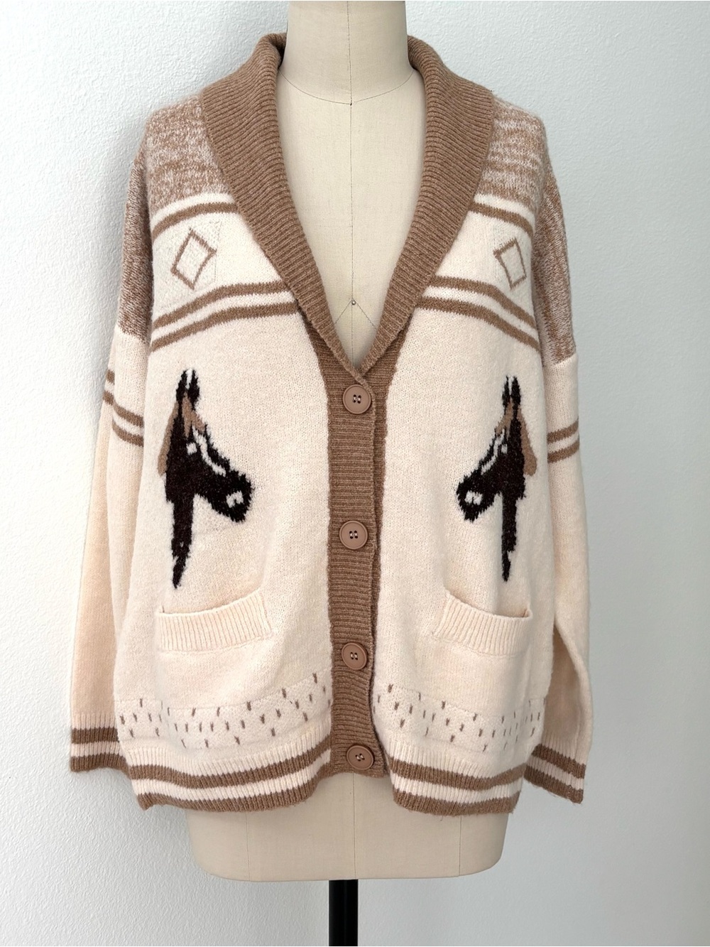 Korye Horse Western Equestrian Cardigan NWT Button Front Cowgirl M/L
